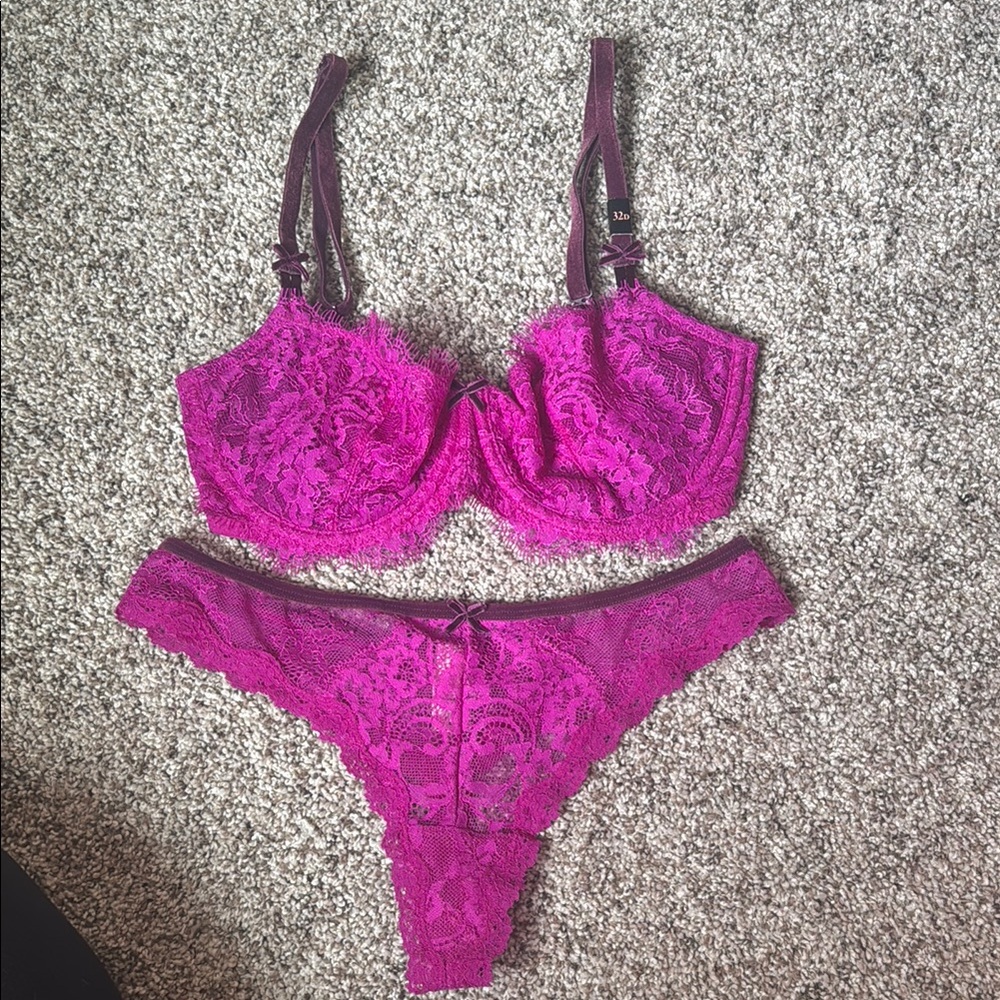 Victoria Secret Lace Lingerie Set in Vibrant Purple